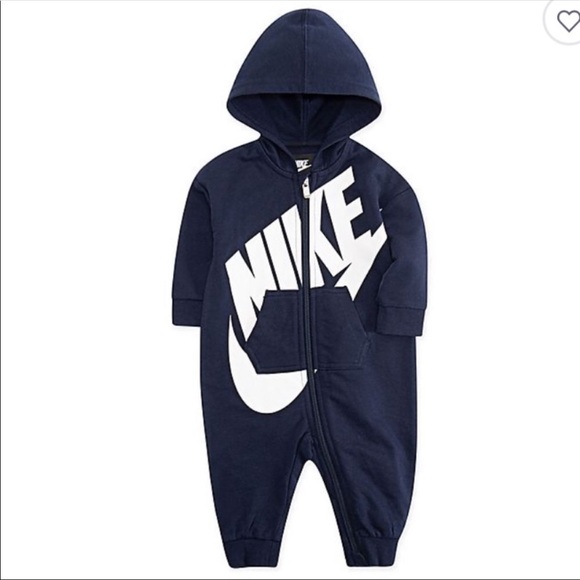 Nike Baby Navy Coverall Zip One Piece - Picture 1 of 2